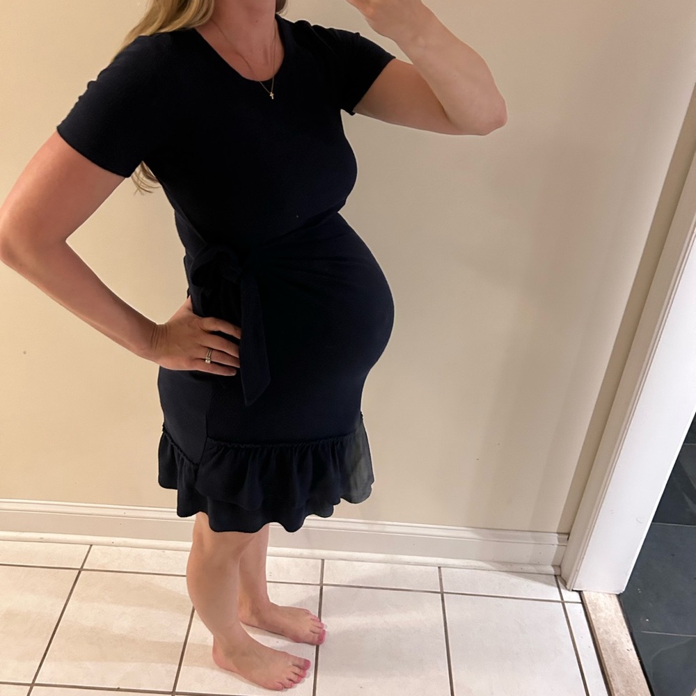 A Pea in the Pod Navy Maternity Mini Dress